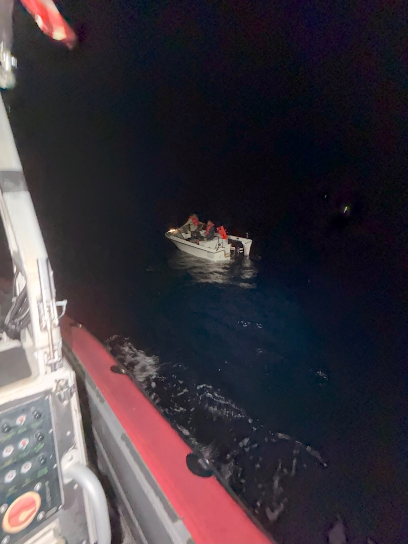 Coast Guard air and surface assets rescued two fishermen aboard a disabled overdue vessel in Mona Passage waters off Desecheo, Puerto Rico, March 15, 2026.  The Coast Guard Cutter Joseph Napier towed the vessel to safe harbor in Mayaguez, Puerto Rico.  No medical concerns reported in this case (U.S. Coast Guard photo)