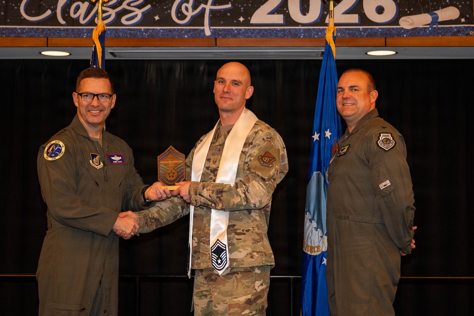 U.S. Air Force master sergeants from across Joint Base Elmendorf-Richardson, Alaska participate in the Senior Master Sergeant Promotion Release ceremony at JBER, Alaska, March 12, 2026.