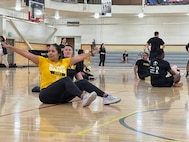 U.S. Army Staff Sgt. Mercedes Rangel competes during the sitting volleyball event at the Army Recovery Care Program’s Army Trials, at Fort Bliss, Texas, Feb. 25 - March 5.