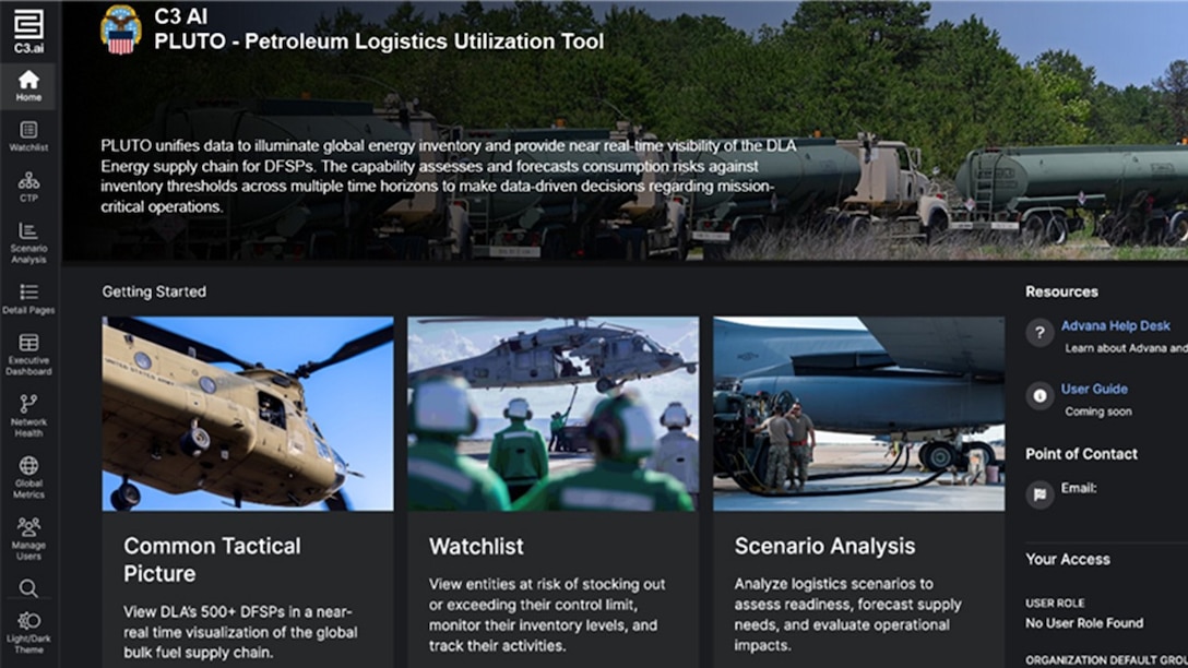 A screenshot of the homepage for the Petroleum Logistics Utilization Tool and Optimization system