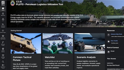 A screenshot of the homepage for the Petroleum Logistics Utilization Tool and Optimization system