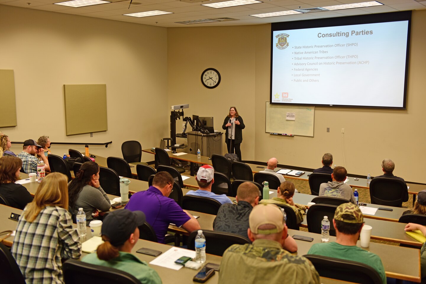 Archaeologist Catharine Wood, U.S. Army Corps of Engineers Nashville District Planning Branch, gives a presentation about protecting cultural sites and artifacts March 11, 2026, during the U.S. Army Corps of Engineers Nashville District’s annual Park Ranger Workshop at Chattanooga State Community College in Chattanooga, Tennessee. (USACE Photo by Lee Roberts)