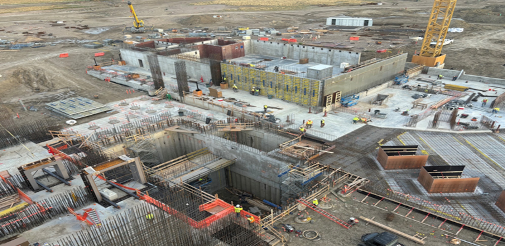 Buildings are shown under construction