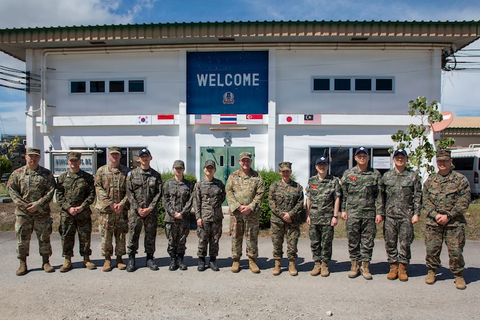 U.S. Marine Corps Maj. Gen. Valerie A. Jackson, commander of United States Marine Corps Forces Korea poses with members of Multinational Force-Cobra Gold Component Command during Exercise Cobra Gold 26 at Camp Red Horse, Rayong Province, Thailand, Feb. 27, 2026.