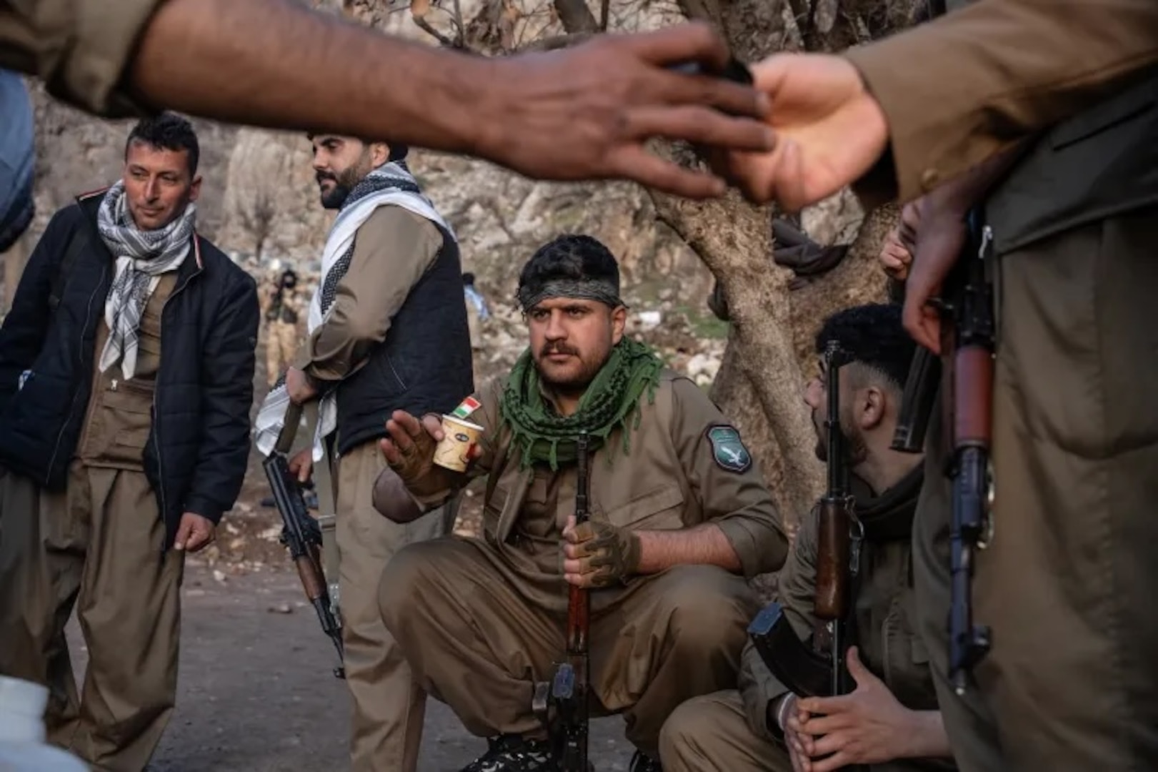 Members of Komala of the Toilers of Kurdistan, an Iranian Kurdish dissident group, gather in Khalifan, Iraq.