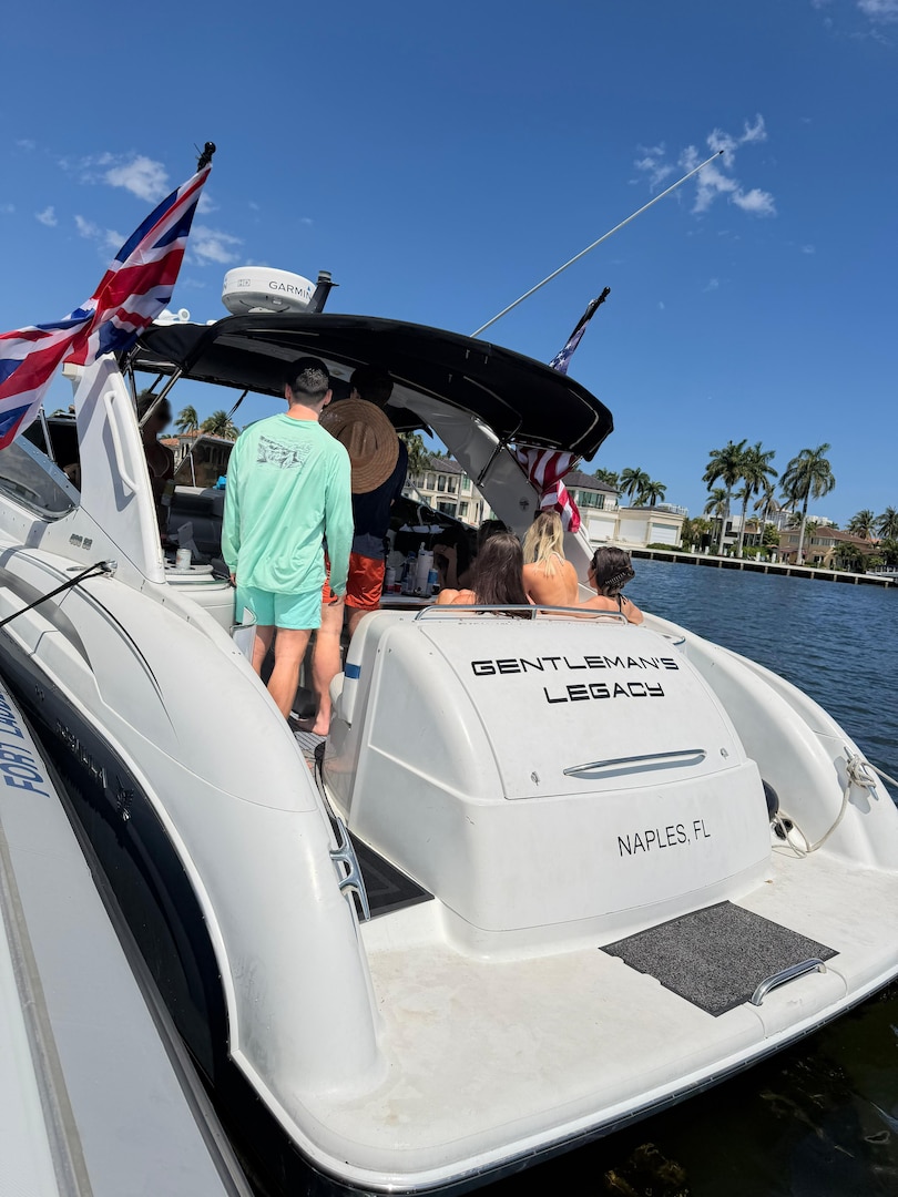 Coast Guard Sector Miami law enforcement officers, along with federal and state law enforcement partners, conduct a boarding of a 40-foot cabin cruiser, Gentleman's Legacy, in the vicinity of New River Triangle, Florida, March 14, 2026. During the boarding, it was determined that the vessel was being operated as an illegal small passenger vessel with 12 passengers for hire. (U.S. Coast Guard photo)