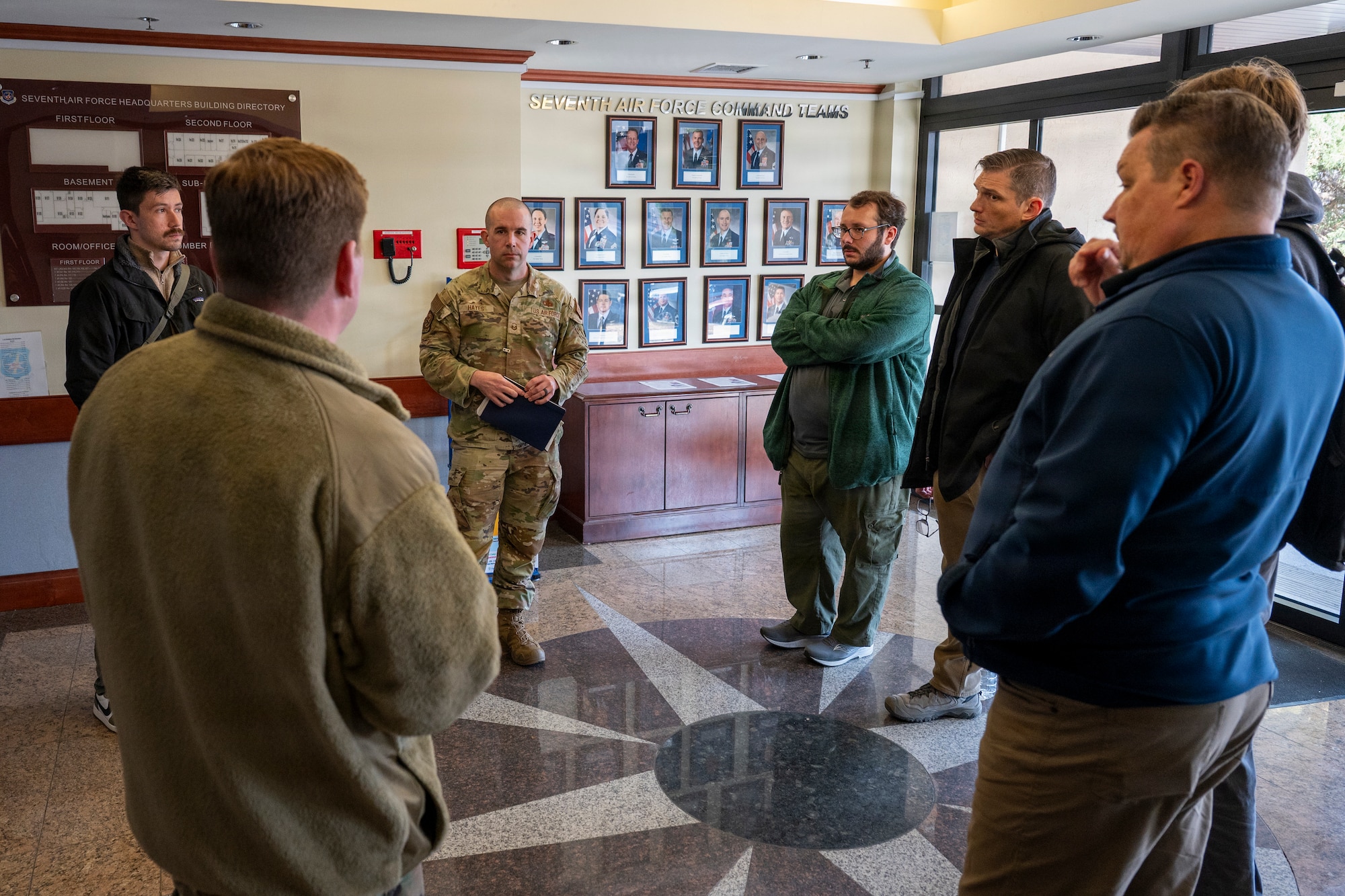 Members of Kessel Run meet with personnel from the Seventh Air Force during exercise Freedom Shield 26 at Osan Air Base, Republic of Korea, March 10, 2026.