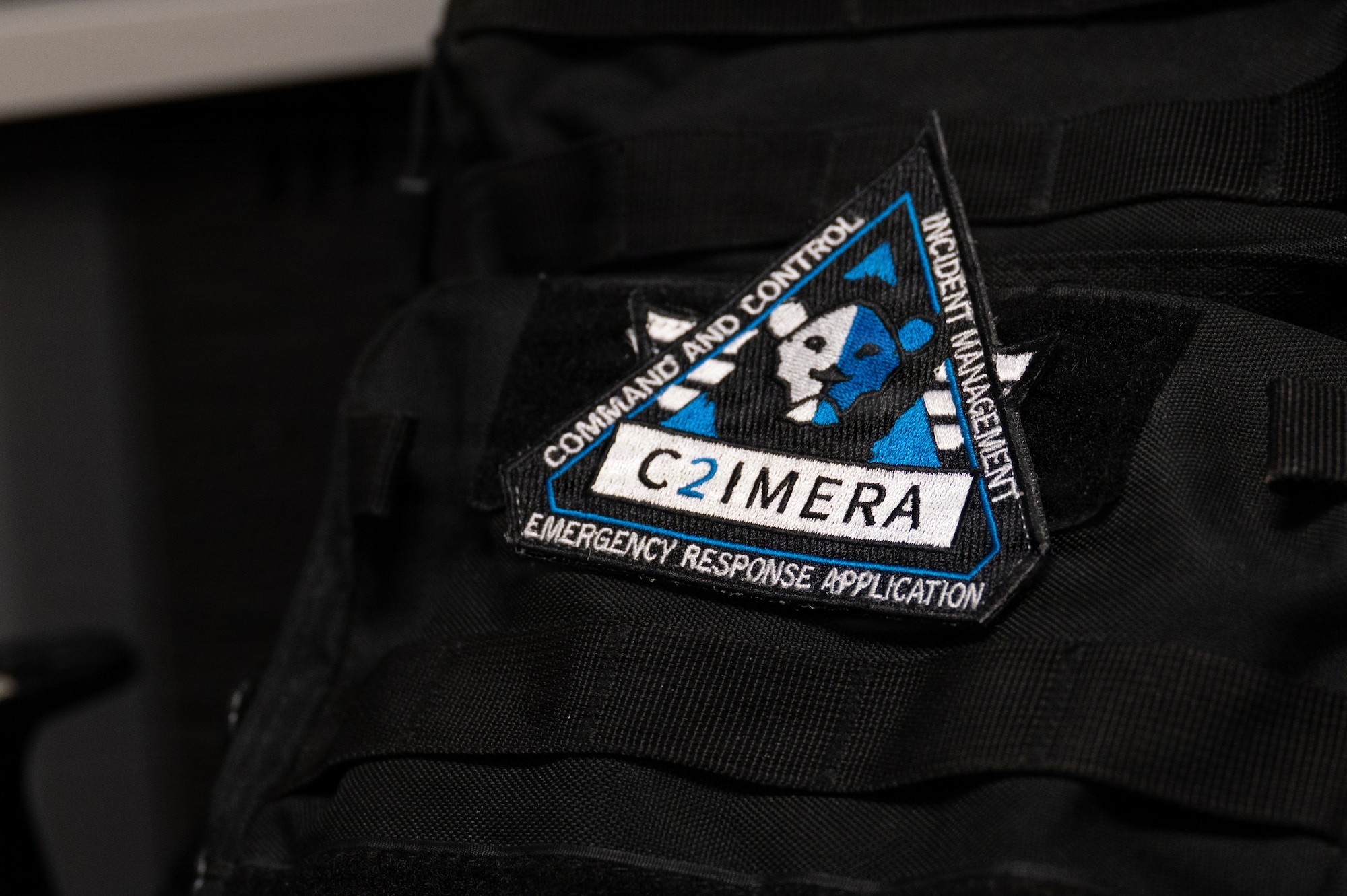 A Command and Control Incident Management Emergency Response Application patch is attached to a backpack during exercise Freedom Shield 26 at Osan Air Base, Republic of Korea, March 11, 2026.