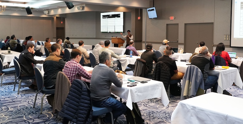 U.S. Army Corps of Engineers - Japan Engineer District (JED) team members engage with subject matter experts during the Japan Engineer District’s 2026 C3 Conference at the Camp Zama Community Club, March 4th, 2026. Over the course of three days, participants engaged in presentations led by U.S. Army Corps of Engineers Headquarters representatives, district leadership, and subject matter experts. Topics ranged from commissioning and cost engineering to Design-Build contracting and construction safety. These sessions were designed not only to share technical knowledge, but also to reinforce the connection between daily field operations and JED’s broader mission. Photo by Patrick Ciccarone.