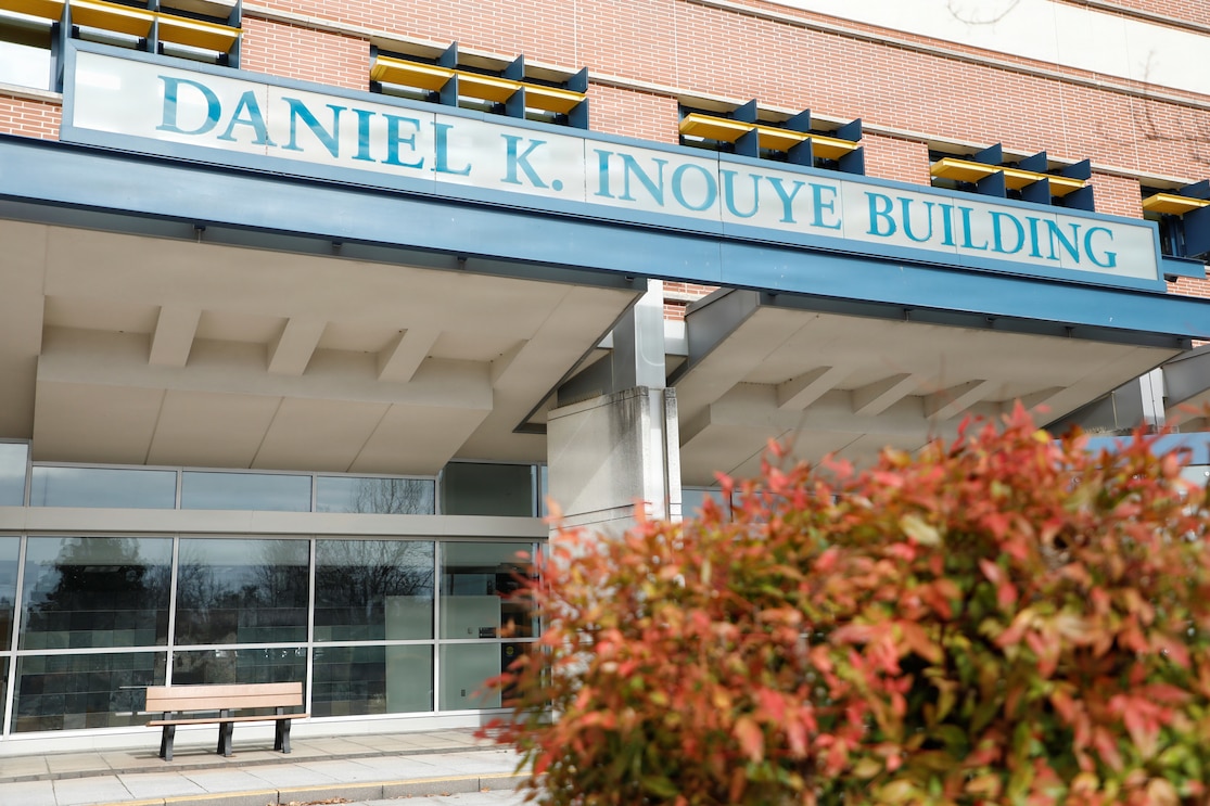 SILVER SPRING, Md. (March 18, 2026) The Daniel K. Inouye building at Forest Glen Annex, headquarters for Naval Medical Research Command (NMRC). NMRC, headquarters of Navy Medicine Research & Development, is engaged in a broad spectrum of activity from basic science in the laboratory to field studies in austere and remote areas of the world to investigations in operational environments. In support of Navy, Marine Corps and joint U.S. warfighter health, readiness and lethality, researchers study infectious diseases, biological warfare detection and defense, combat casualty care, environmental health concerns, aerospace and undersea medicine, operational mission support and epidemiology. (U.S. Navy photo by Aleece Williams/ Released)