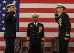 Cmdr. Robert L. Brown Jr. (left) relieves Cmdr. Joel D. Strong (right), as commanding officer of Navy Talent Acquisition Group San Antonio during a change of command ceremony at Joint Base San Antonio-Fort Sam Houston on March 5. Brown served as NTAG San Antonio’s executive officer prior to taking command. (U.S. Navy photo by Allen Cordova)
