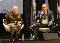 SAN ANTONIO – (March 17, 2026) – Dr. Darrin Frye (right), chief science director, Naval Medical Research Unit (NAMRU) San Antonio, served as a panelist on a continuing education panel titled, “Overcoming the Unique Medical Challenges across the Indo-Pacific Theater during the 2026 Annual Operational Medicine Symposium (OpMed) & Technology Showcase held at the Henry B. Gonzales Convention Center.  Other panelists included Capt. Niels Olson, Medical Corps, chief medical officer, Human Systems Portfolio, Defense Innovation Unit; Capt. Delbert Clark, Medical Corps, command surgeon, 3rd Marine Division; Capt. Richard Gilliard Jr., Medical Service Corps, commanding officer, U.S. Naval Hospital Okinawa, Japan; and U.S. Army Maj. Gen. Darrin Cox, commanding general, 18th Theater Medical Command. Dr. Michael McGinnis, executive director of the U.S. Navy Bureau of Medicine and Surgery, and director of the Navy Medicine Civilian Corps served as the panel’s moderator. OpMed is one of the largest and most influential military medical events in North America for senior medical officials, clinicians, government leaders, and solution providers. The symposium explores how the Military Health System is preparing for large scale combat operations by championing innovations in combat casualty care to strengthen warfighter survivability and enhance the medical readiness of the joint force. NAMRU San Antonio, part of Navy Medicine Research & Development, works alongside research partners in the civilian sphere, academia, industry, and other government agencies to drive support of Department of War objectives for a lethal fighting force and ensure U.S. service members have access to the latest scientific advances. (U.S. Navy photo by Burrell Parmer, NAMRU San Antonio Public Affairs/Released)