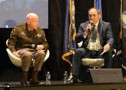SAN ANTONIO – (March 17, 2026) – Dr. Darrin Frye (right), chief science director, Naval Medical Research Unit (NAMRU) San Antonio, served as a panelist on a continuing education panel titled, “Overcoming the Unique Medical Challenges across the Indo-Pacific Theater during the 2026 Annual Operational Medicine Symposium (OpMed) & Technology Showcase held at the Henry B. Gonzales Convention Center.  Other panelists included Capt. Niels Olson, Medical Corps, chief medical officer, Human Systems Portfolio, Defense Innovation Unit; Capt. Delbert Clark, Medical Corps, command surgeon, 3rd Marine Division; Capt. Richard Gilliard Jr., Medical Service Corps, commanding officer, U.S. Naval Hospital Okinawa, Japan; and U.S. Army Maj. Gen. Darrin Cox, commanding general, 18th Theater Medical Command. Dr. Michael McGinnis, executive director of the U.S. Navy Bureau of Medicine and Surgery, and director of the Navy Medicine Civilian Corps served as the panel’s moderator. OpMed is one of the largest and most influential military medical events in North America for senior medical officials, clinicians, government leaders, and solution providers. The symposium explores how the Military Health System is preparing for large scale combat operations by championing innovations in combat casualty care to strengthen warfighter survivability and enhance the medical readiness of the joint force. NAMRU San Antonio, part of Navy Medicine Research & Development, works alongside research partners in the civilian sphere, academia, industry, and other government agencies to drive support of Department of War objectives for a lethal fighting force and ensure U.S. service members have access to the latest scientific advances. (U.S. Navy photo by Burrell Parmer, NAMRU San Antonio Public Affairs/Released)
