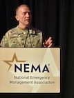 National Guard Bureau Vice Chief Gen. Thomas Carden speaks to the National Emergency Management Association Mid-Winter Forum about nation state threats and role of emergency management March 13, 2026.
