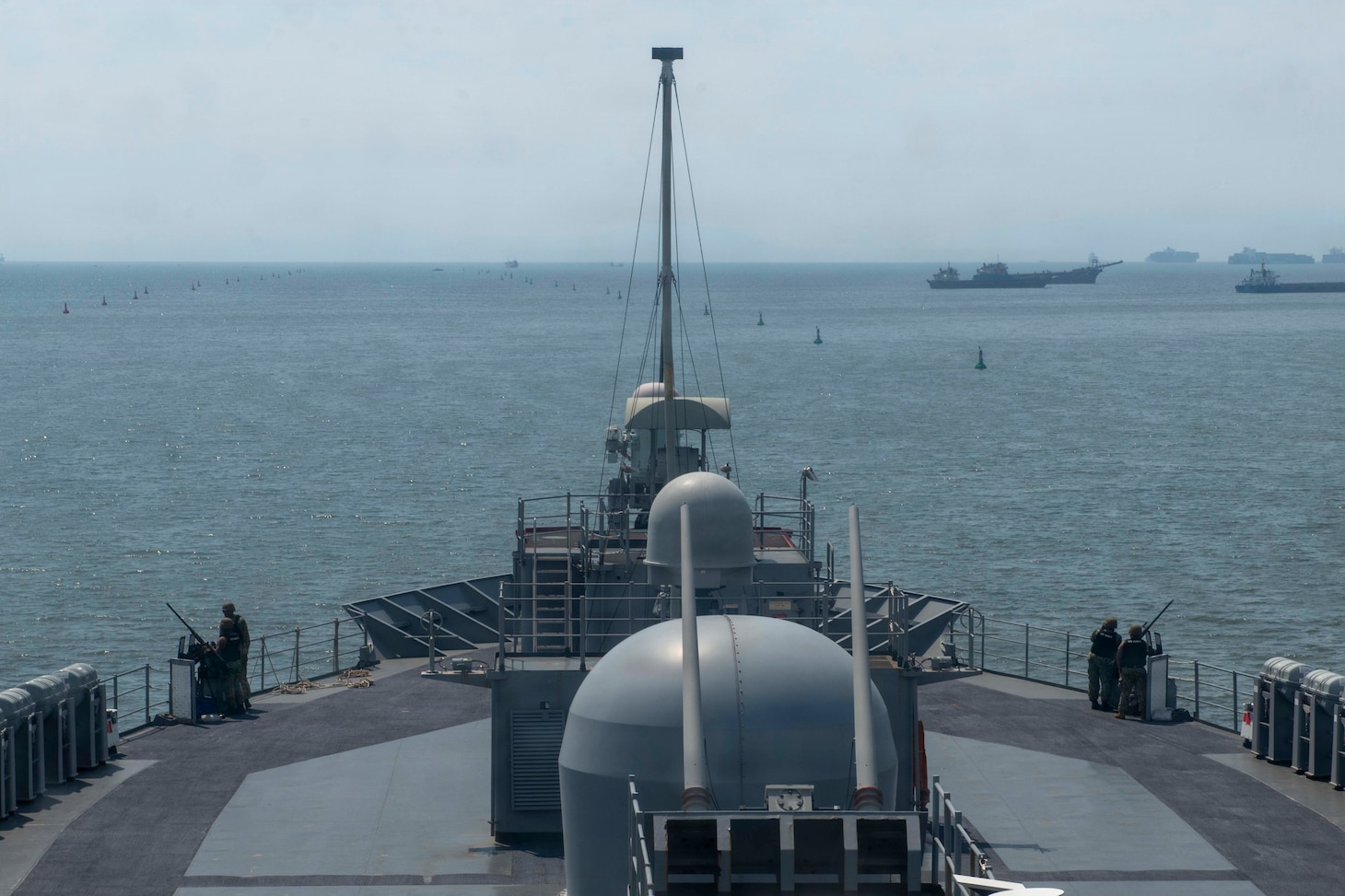 U.S. 7th Fleet flagship USS Blue Ridge (LCC 19) departs Manila, Philippines following a scheduled port visit, March 20, 2026.