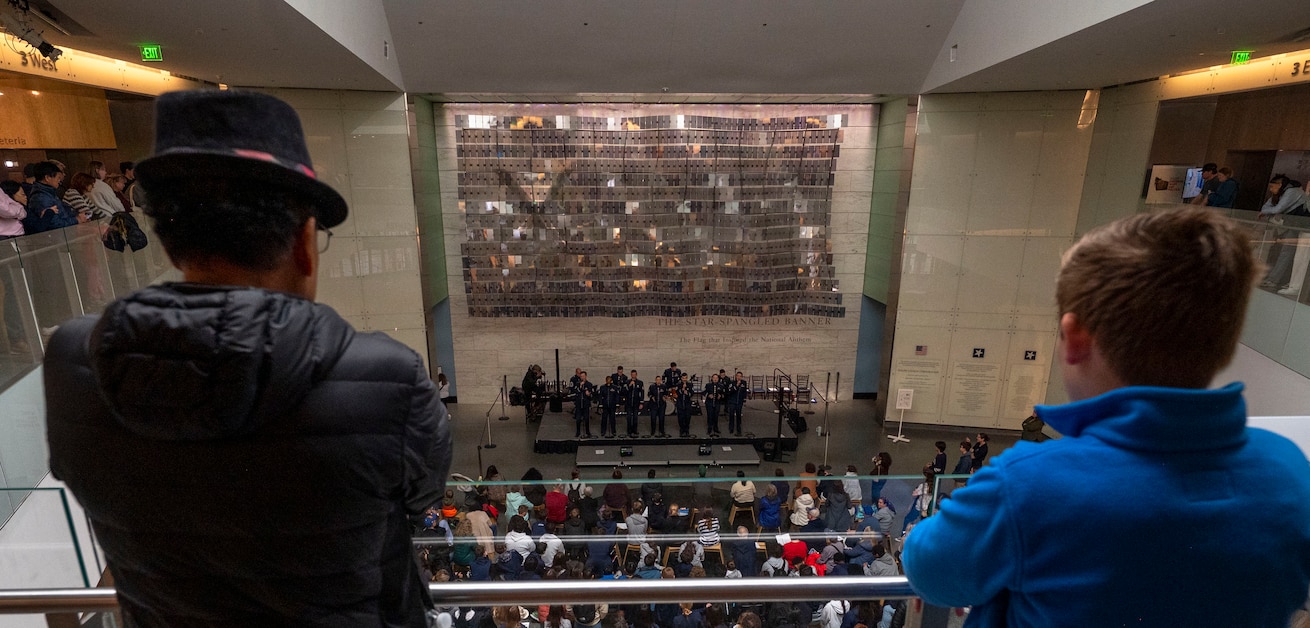 The U.S. Air Force Band’s Singing Sergeants perform musical theater selections at the Smithsonian National Museum of American History in Washington, D.C., March 12, 2026. The Singing Sergeants celebrated American musical contributions as part of the 250th birthday celebration of the United States. (U.S. Air Force photo by Staff Sgt. Jordan Powell)