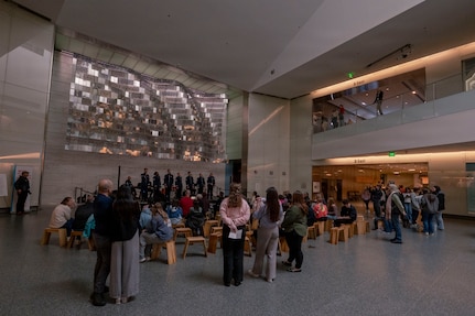 The U.S. Air Force Band’s Singing Sergeants perform musical theater selections at the Smithsonian National Museum of American History in Washington, D.C., March 12, 2026. The Band performed two, one-hour shows for audience members as a living exhibit of American artistic contribution to culture. (U.S. Air Force photo by Staff Sgt. Jordan Powell)