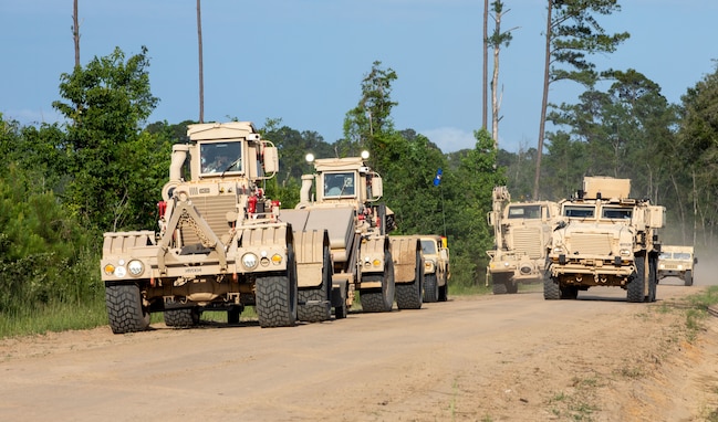 A U.S. Army Georgia National Guard route clearance package from the Statesboro-based, Bravo Company,  177th Brigade Engineer Battalion, 48th Infantry Brigade Combat Team, conduct a route clearance exercise at the Exportable Combat Training Capability exercise at Fort Stewart, Ga, June 16, 2022.  XCTC is the U.S. Army National Guard’s program of record that enables brigade combat teams to achieve the trained Platoon readiness necessary to deploy, fight, and win battles throughout the world. The XCTC exercise will include approximately 4,400 brigade personnel from throughout Georgia. 
U.S. Army photo by Spc. Alex Higgins