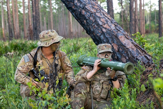 U.S. Army Georgia Army National Guard Soldiers from the Griffin-based Alpha Company, 2nd Battalion, 121st Infantry Regiment, 48th Infantry Brigade Combat Team,  prepare an M136E1 AT4-CS confined space light anti-armor weapon during the 48th IBCT's Exportable Combat Training Capability exercise at Fort Stewart, Ga., June 19, 2022. XCTC is the U.S. Army National Guard’s program of record that enables brigade combat teams to achieve the trained Platoon readiness necessary to deploy, fight, and win battles throughout the world. The XCTC exercise will include approximately 4,400 brigade personnel from throughout Georgia.