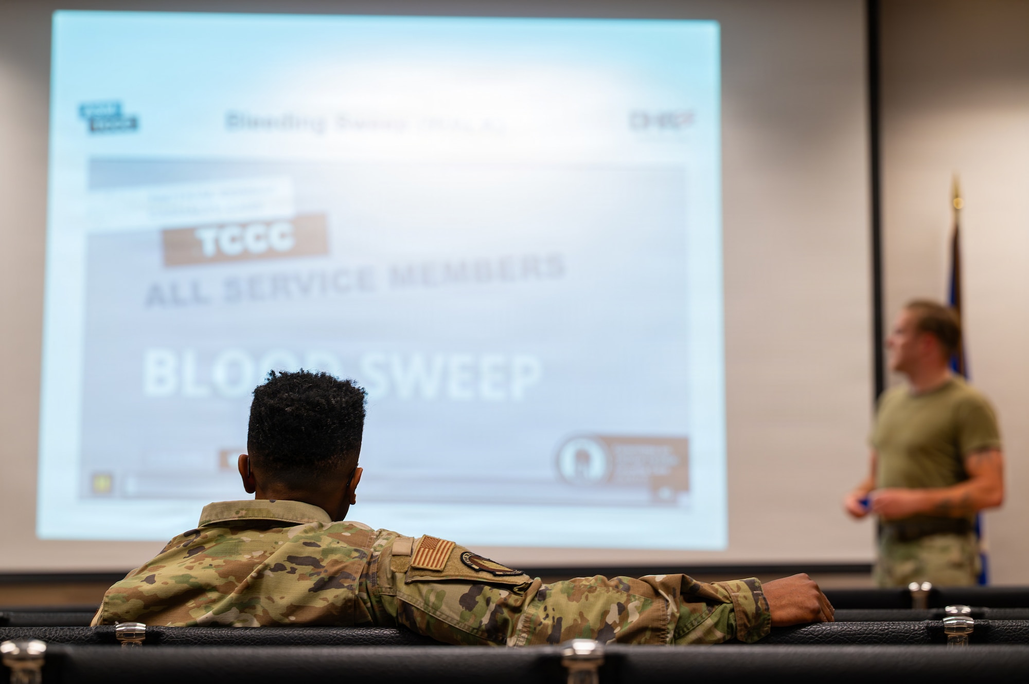 Person sitting in training