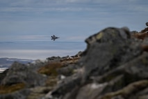 A U.S. Air Force F-35A Lightning II aircraft assigned to the 48th Fighter Wing conducts low level operations during Exercise Cold Response 26 over Kopparen Mountain, Norway, March 17, 2026.