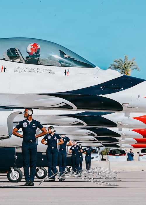 The United States Air Force Air Demonstration Squadron “Thunderbirds,” perform pre-flight duties during Luke Days 2026