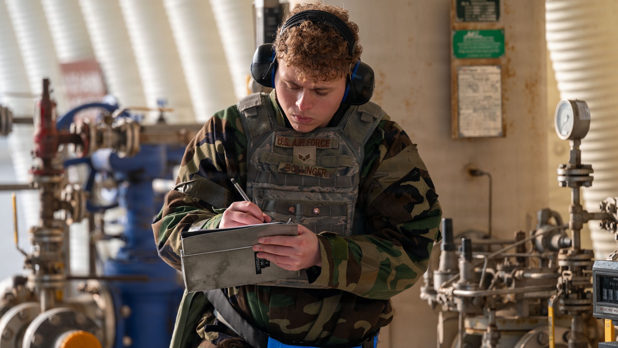 A U.S. Air Force Airman assigned to the 8th Logistics Readiness Squadron logs added fuel during exercise Freedom Shield 26 at Osan Air Base, Republic of Korea, March 12, 2026. The exercise reinforced the wing’s ability to rapidly reposition forces and continue operations in support of the defense of the Republic of Korea. (U.S. Air Force photo by Senior Airman Rome Bowermaster)