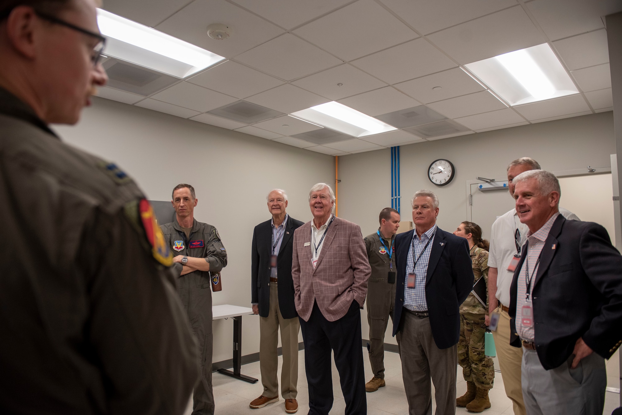 Sumter civic leaders learn how to operate a Ground Control Station simulator from U.S. Air Force members assigned to the 25th Attack Wing at Shaw Air Force Base, S.C., March 9, 2026.