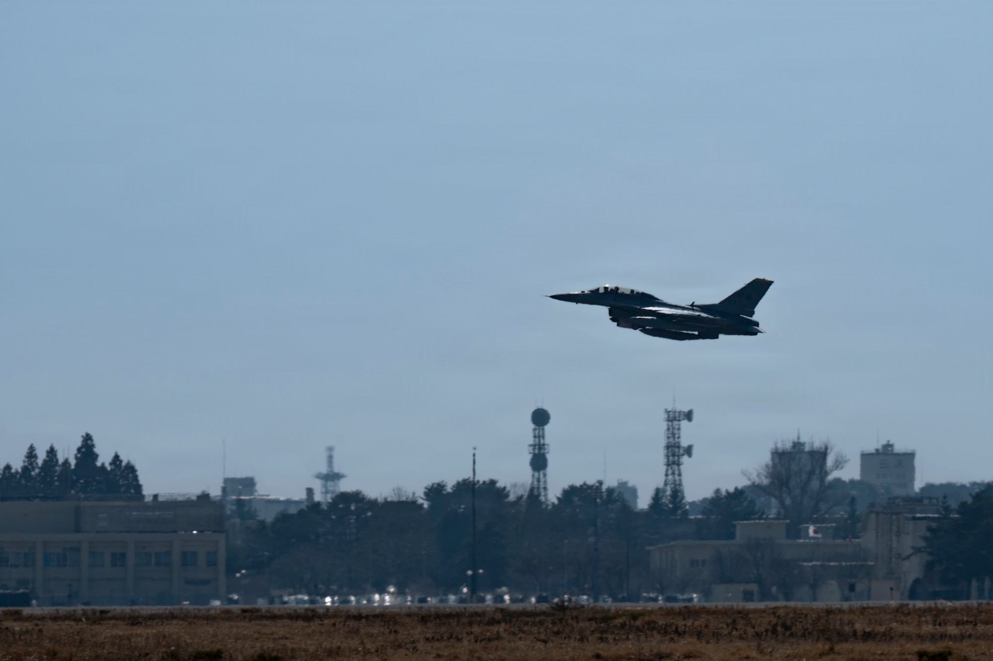   A U.S. Air Force F-16 Fighting Falcon assigned to the 14th Fighter Squadron takes off at Misawa Air Base, Japan, March 18, 2026. The 35th Fighter Wing’s unwavering commitment to readiness and projecting agile combat power reinforces the U.S.-Japan alliance for maintaining peace through strength in the Indo-Pacific theater.
