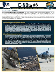 Chief of Naval Operations Released CNOte: #6: Excellence Ashore, March 26, 2026. (U.S. Navy Graphic).