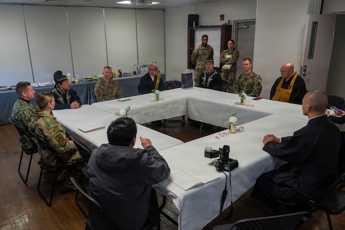Members assigned to the 35th Fighter Wing Chaplain team host a Chaplain Exchange with off-base Japanese Chaplains at Misawa Air Base, Japan, Feb 26, 2026