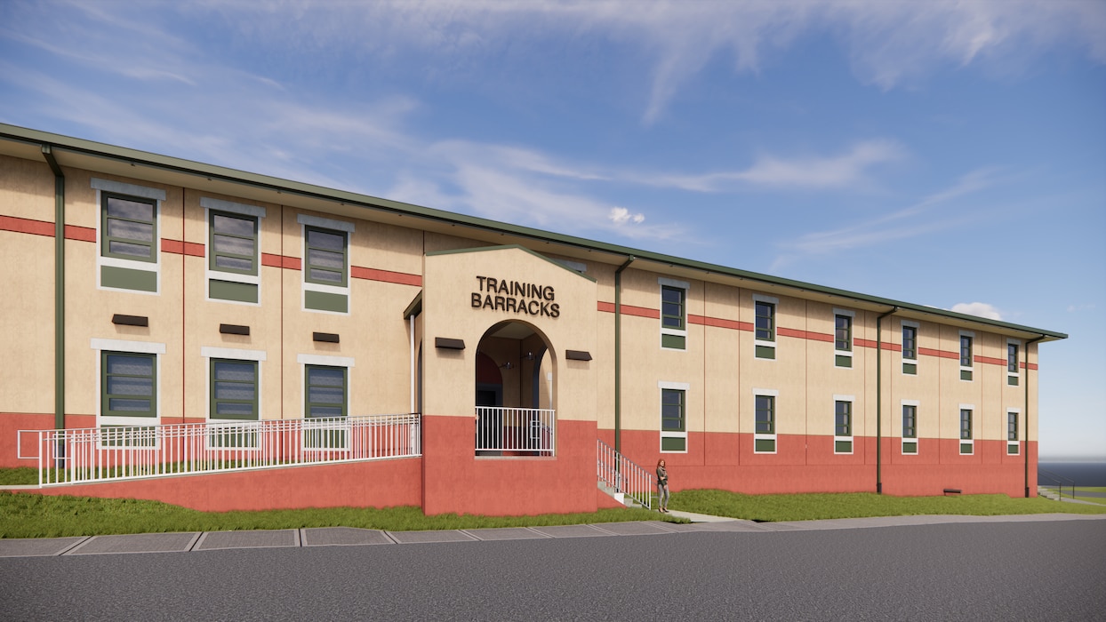 Artist’s rendering of the AST Barracks, which will provide modern lodging for Soldiers attending short term training at Fort Buchanan.