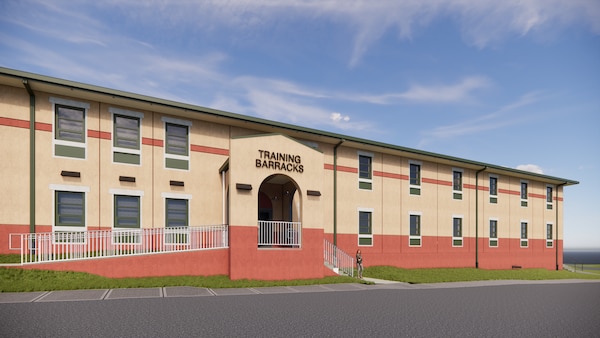 Artist’s rendering of the AST Barracks, which will provide modern lodging for Soldiers attending short term training at Fort Buchanan.
