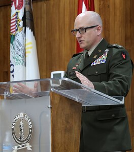 Newly promoted Col. Bradley Roach, of Bloomington, Commander of the 34th Division Sustainment Brigade, describes the life lessons taught by the giants in his life.