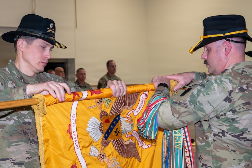 The 2nd Squadron, 104th Cavalry Regiment, commanded by Lt. Col. John Sauser, was deactivated during a ceremony conducted March 21 at Fort Indiantown Gap. During the ceremony the squadron’s colors were cased, along with the colors of the squadron’s subordinate troops. This deactivation is part of the Pennsylvania Army National Guard’s 56th Stryker Brigade Combat Team’s transformation into a mobile brigade combat team. (Pennsylvania National Guard photo by Wayne V. Hall)