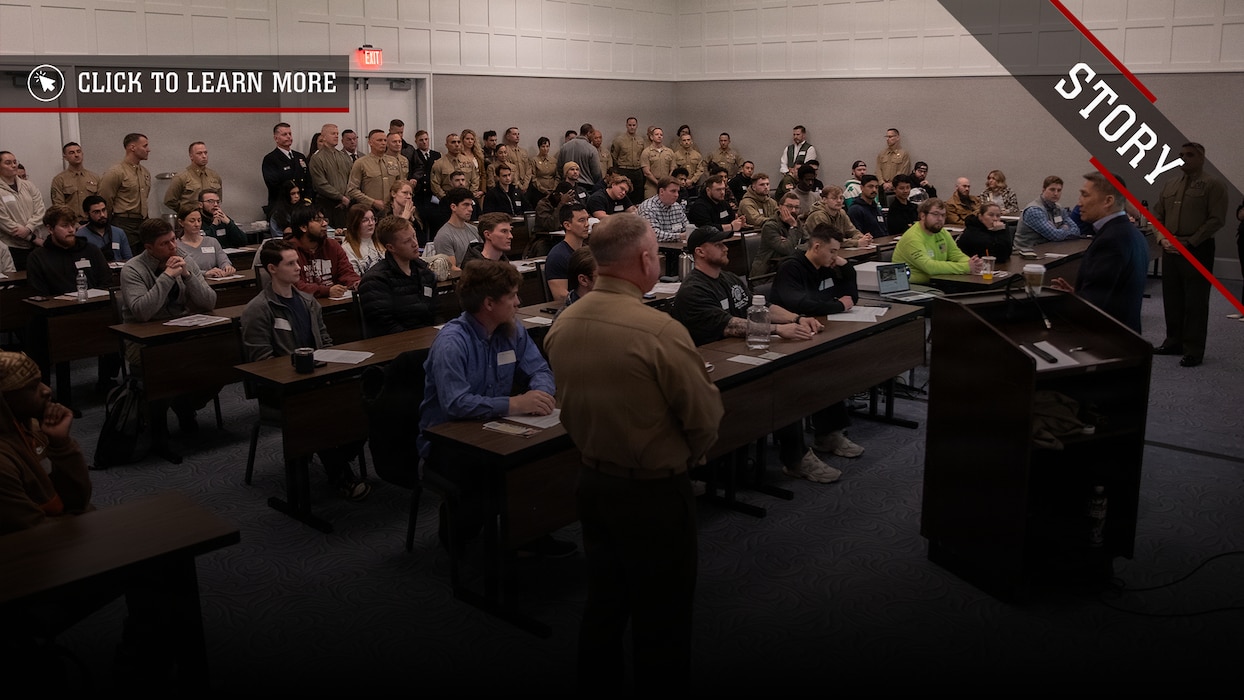 Individual Ready Reserve Marines gather for a Mega-muster in Arlington, Virginia