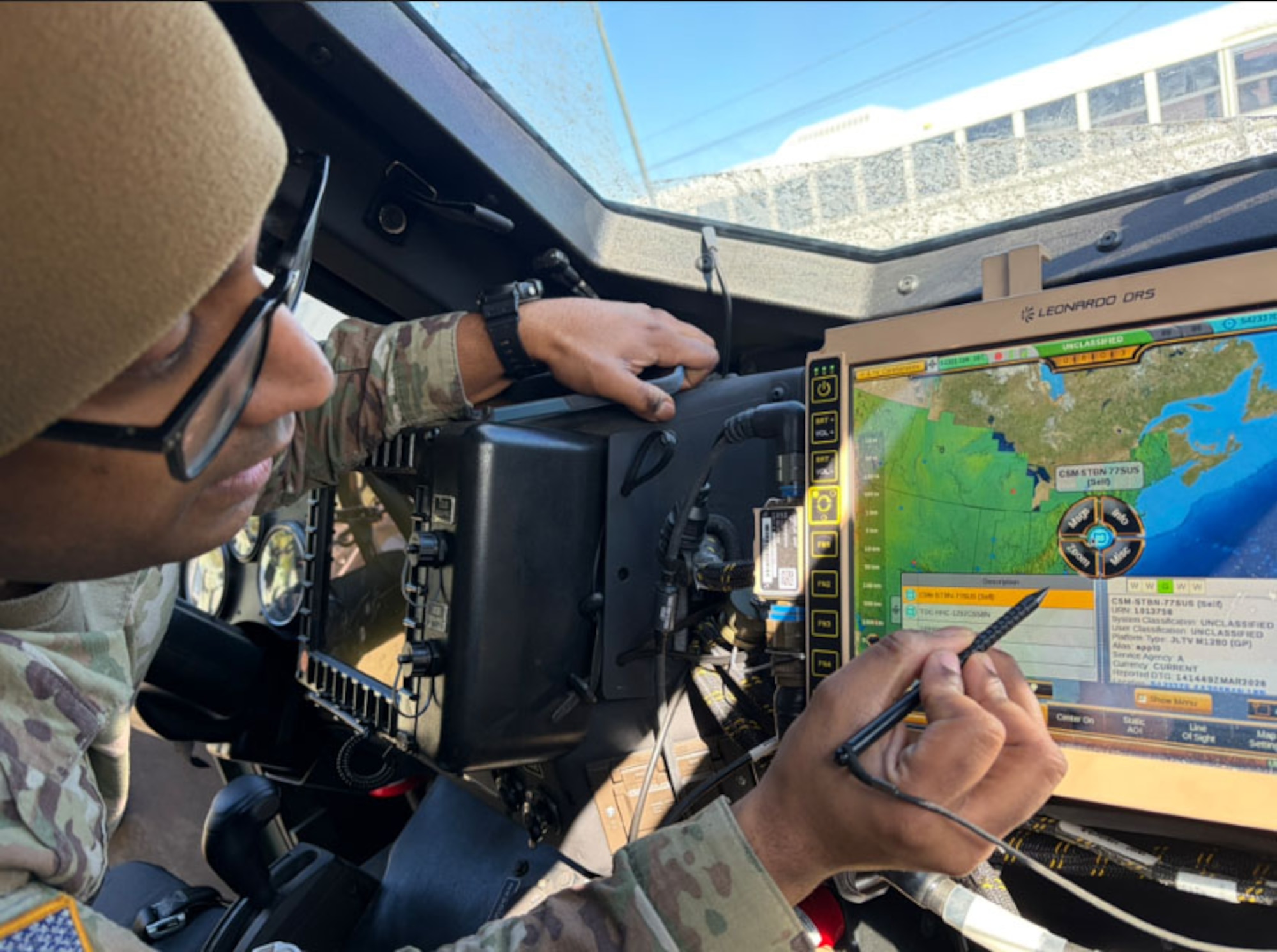 A U.S. Army Reserve Soldier assigned to the 77th Sustainment Brigade tests and validates communications equipment during Exercise Liberty Victory at Joint Base McGuire-Dix-Lakehurst, N.J., March 15, 2026. The field training exercise focused on building combat readiness, reinforcing warfighter skills and preparing personnel for real-world deployments. (Courtesy photo)