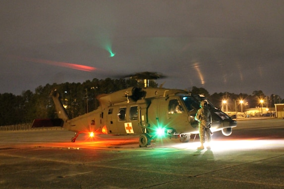 Georgia Army National Guard’s Det. 1 Charlie 1-111th General Support Aviation Battalion trains to provide Aero-medical Evacuation support throughout the week under day, night and night vision conditions to be Always Ready, Always There and Always on Target. (Georgia Army National Guard Photo by Maj. Will Cox Released)