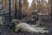 U.S. Air Force Airmen assigned to the 125th Security Forces Squadron, Florida Air National Guard, and 824th Base Defense Squadron participate in a field training exercise at Moody Air Force Base, Georgia, Feb. 6, 2026.