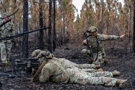 U.S. Air Force Airmen assigned to the 125th Security Forces Squadron, Florida Air National Guard, and 824th Base Defense Squadron participate in a field training exercise at Moody Air Force Base, Georgia, Feb. 6, 2026.