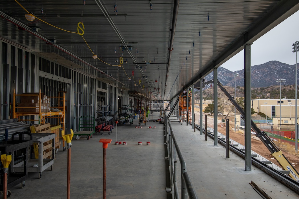 The U.S Air Force Academy Preparatory School dorm construction site in Colorado, Feb. 2, 2026. The dorm will replace three dorm buildings built in 1957, consolidating three squadrons of USAFA Preparatory School students under one roof. The new dorms are scheduled for completion in early 2027.