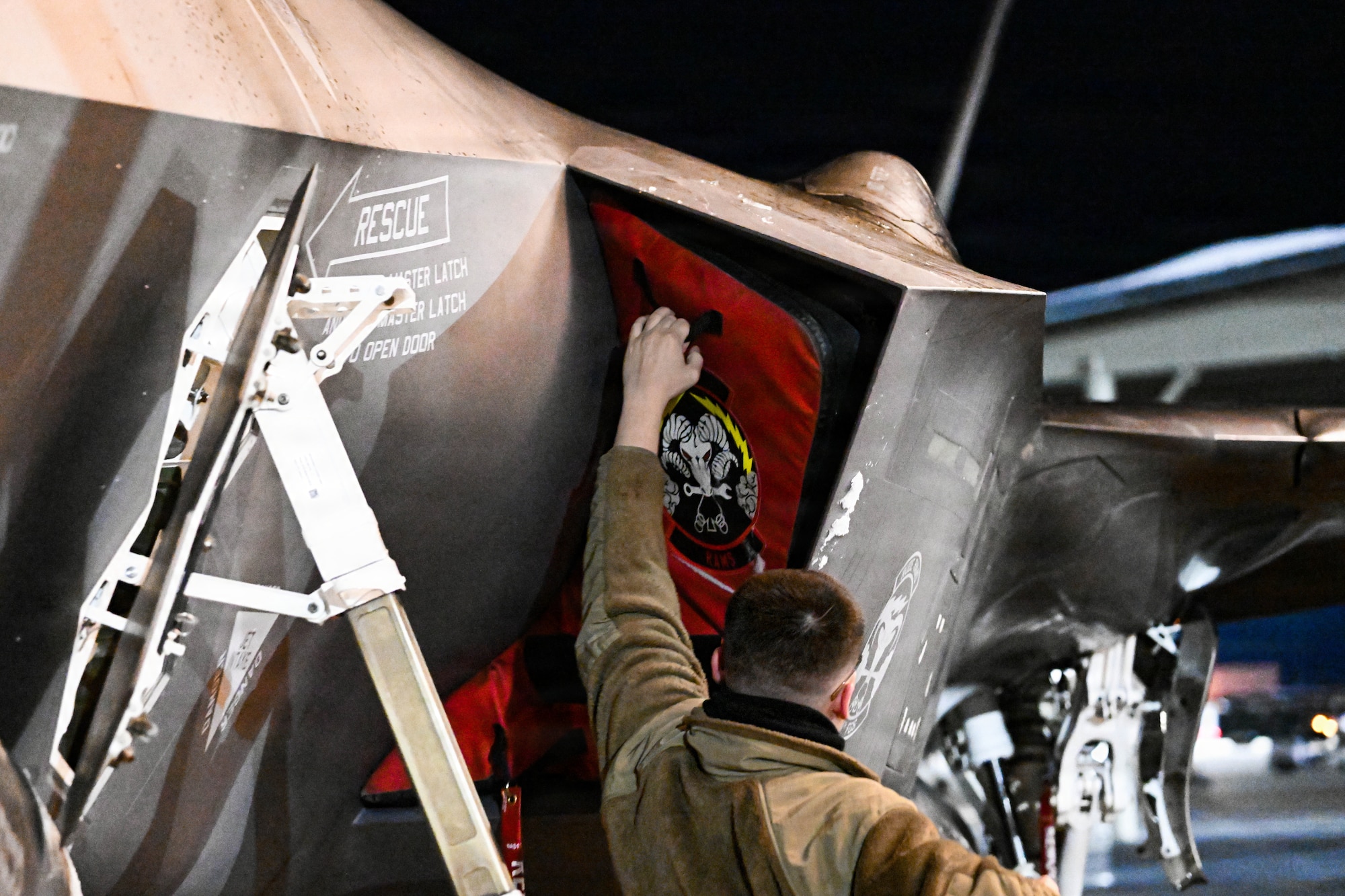 Photos of Airmen preparing F-35A Lightning IIs prior to a deployment