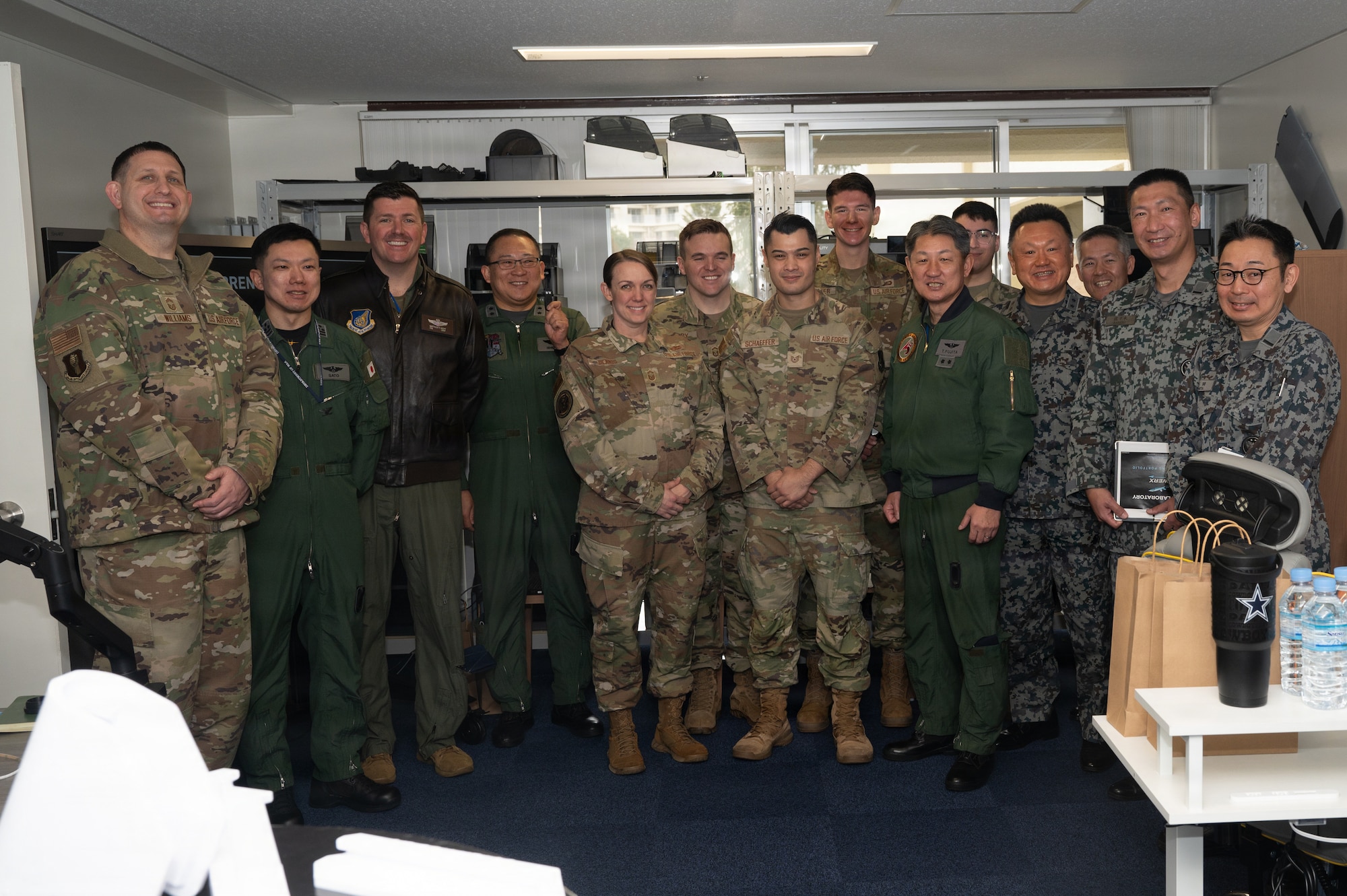 U.S. Airmen and Japan Air Self-Defense Force leaders conduct a Chief of Staff of the Air Force Strategic Studies Group tour at Misawa Air Base