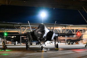 Photos of Airmen preparing F-35A Lightning IIs prior to a deployment