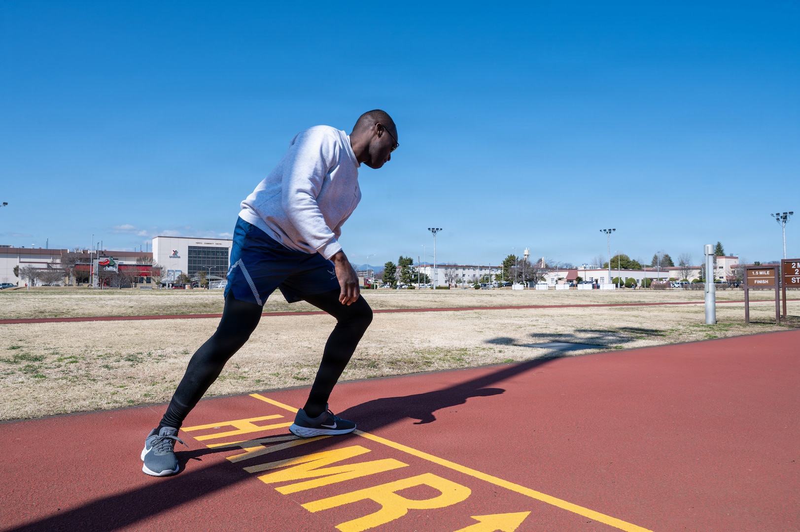 Senior Master Sgt. Lonnie Sapp, U.S. Forces Japan J33 current operations senior enlisted leader, performs a high aerobic multi-shuttle run (HAMR) during a diagnostic physical fitness readiness assessment at Yokota Air Base, Japan, March 11, 2026.