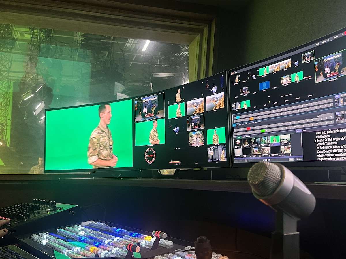 As part of Air University’s mission to educate and develop joint Airpower warriors, Alpha Blue participants recorded course presentations in the Public Affairs studio—translating complex warfighting concepts into clear, decision-focused communication.