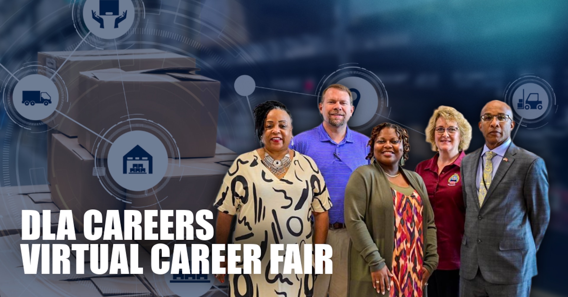 Photo depicts a group of people standing in front of a digital graphic.