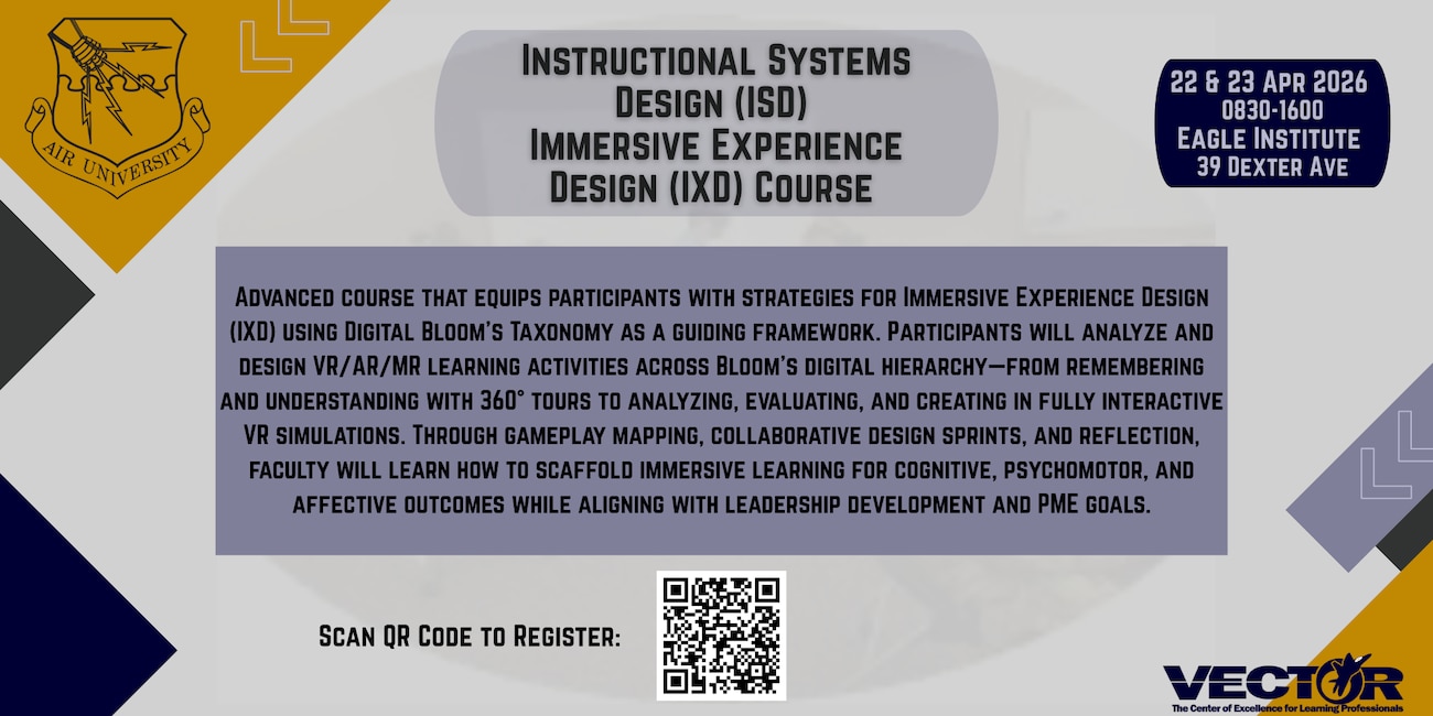 Vector, ISD, IXD, Beacon, Digital, Faculty Development, Air University