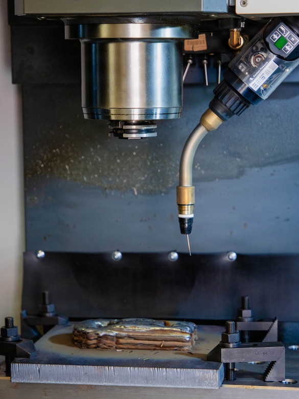 Close up of metal printer laser