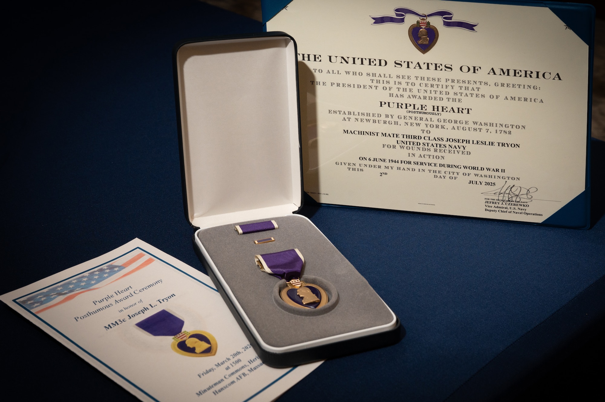 Navy Sailor posthumously awarded Purple Heart at Hanscom AFB